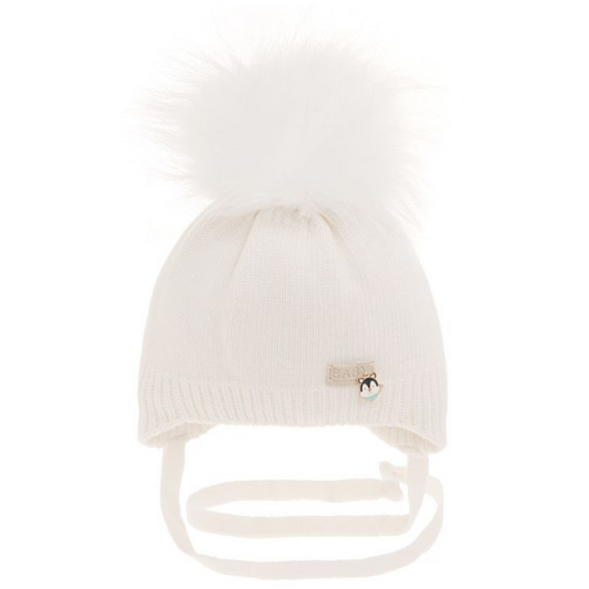 2314 Baby Unisex Winter Knit Hat for Newborns | Pom-Pom & Ties | 0–6 Months