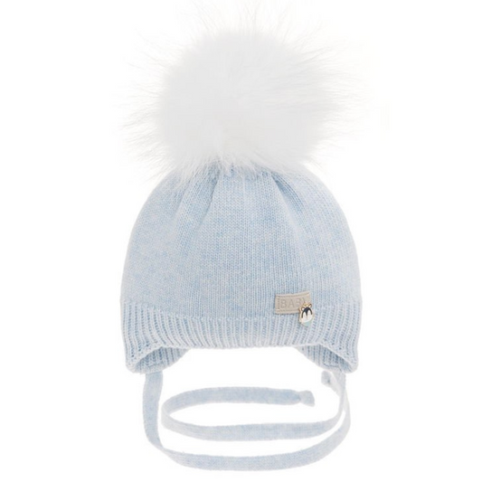 2314 Baby Unisex Winter Knit Hat for Newborns | Pom-Pom & Ties | Detachable Pom-Pom on Snap | 0–6 Months