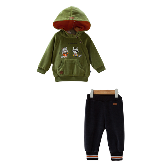 8392 Caramell Baby Boy 2-Piece Set – Hooded Sweatshirt & Pants | Cotton | Sizes 3–18 Months | Made in Turkey