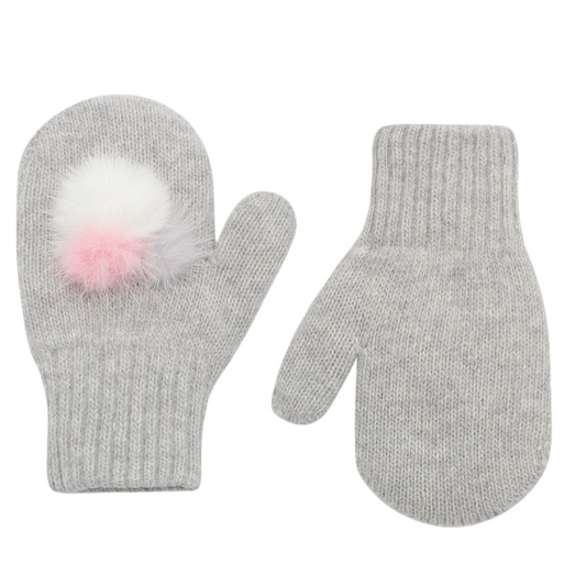 10366 Kids Girls’ Winter Mittens | Ages 2–6 | Double-Layer | With Natural Fur Decoration