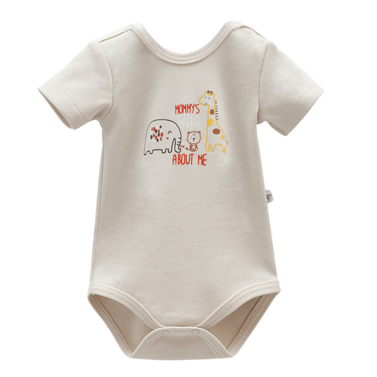 8207 Baby Boy Bodysuit with Short Sleeves & Happy Family Print – 100% Cotton | 0–9 Months | Made in Turkey