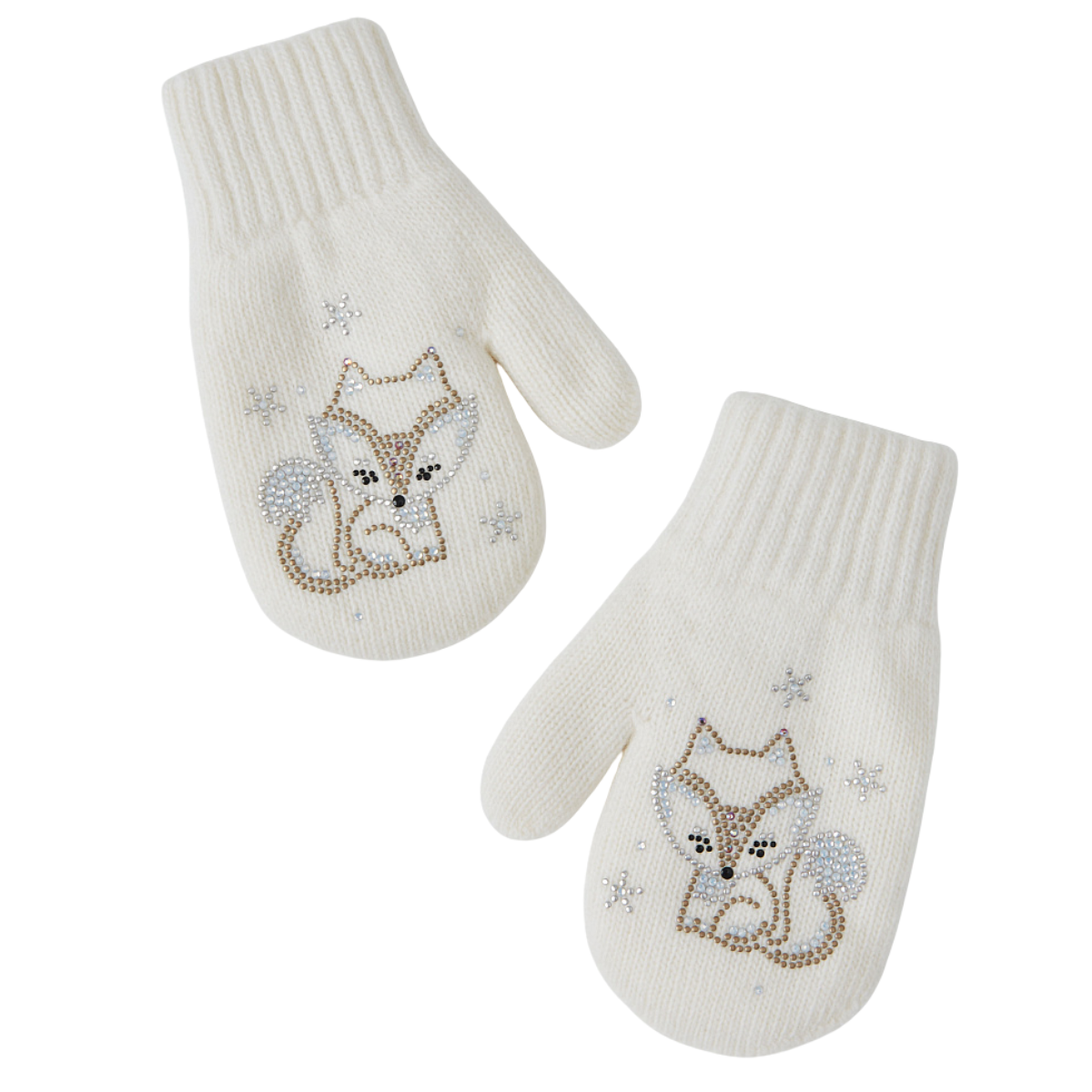 11454 Girls’ Winter Mittens | 2–4 Years | Fox Design | Double-Layer | Wool & Cashmere