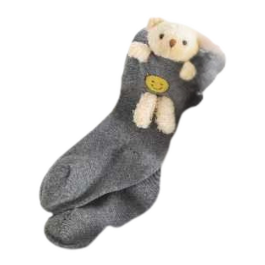 6106 Girls' Cotton Tights -Plush Bear Toy | Spring–Fall | 6 Colors | Ages 2–10 Years