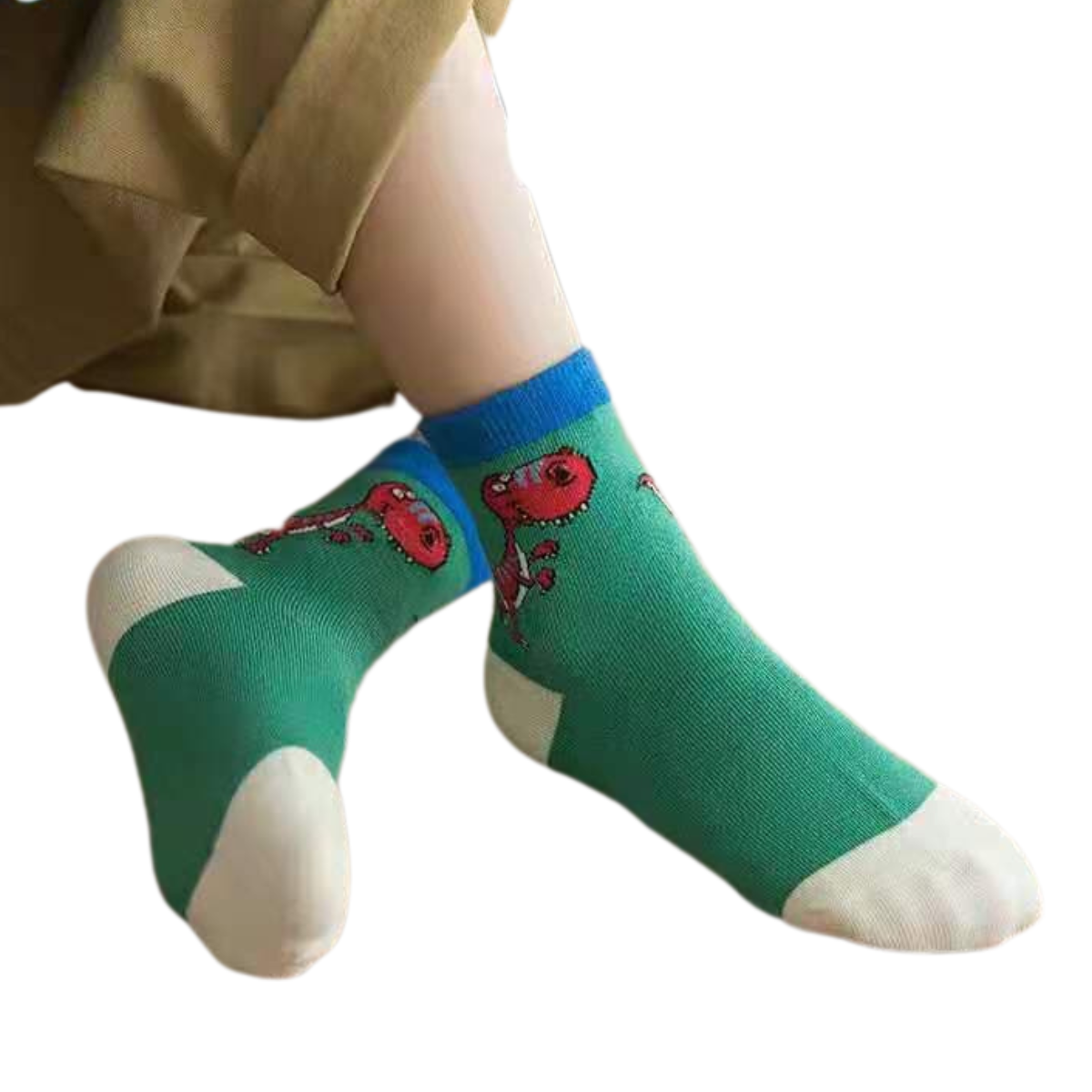 2108 🦕 Boys' High-Cut Cotton Socks with Fun Dinosaurs – Colorful, Soft & Playful | 5-Pack | Ages 1–8