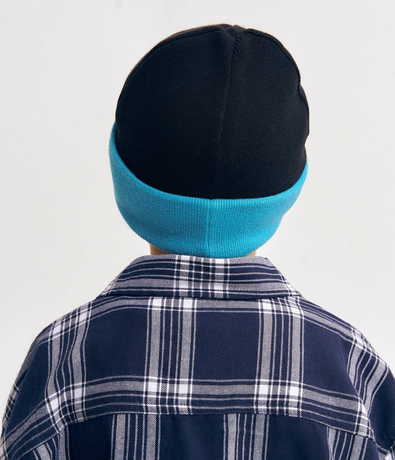 11677 Boys' Reversible Double-Layer Knit Cotton Beanie 🌀 Two-Color | Spring & Autumn | Size 54–56 (Ages 6–12)