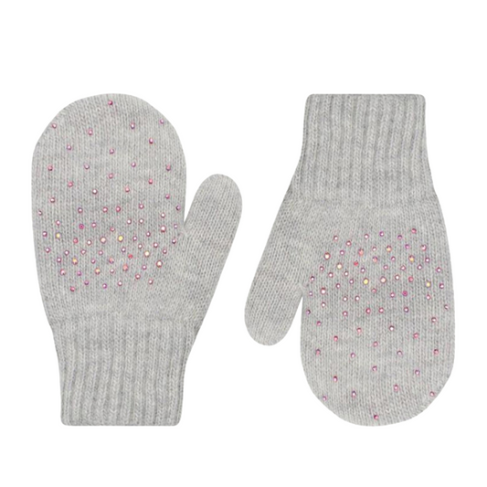 10367 Girls’ Winter Mittens | Double-Layer | Rhinestone Design | Wool & Cashmere | Ages 2–6
