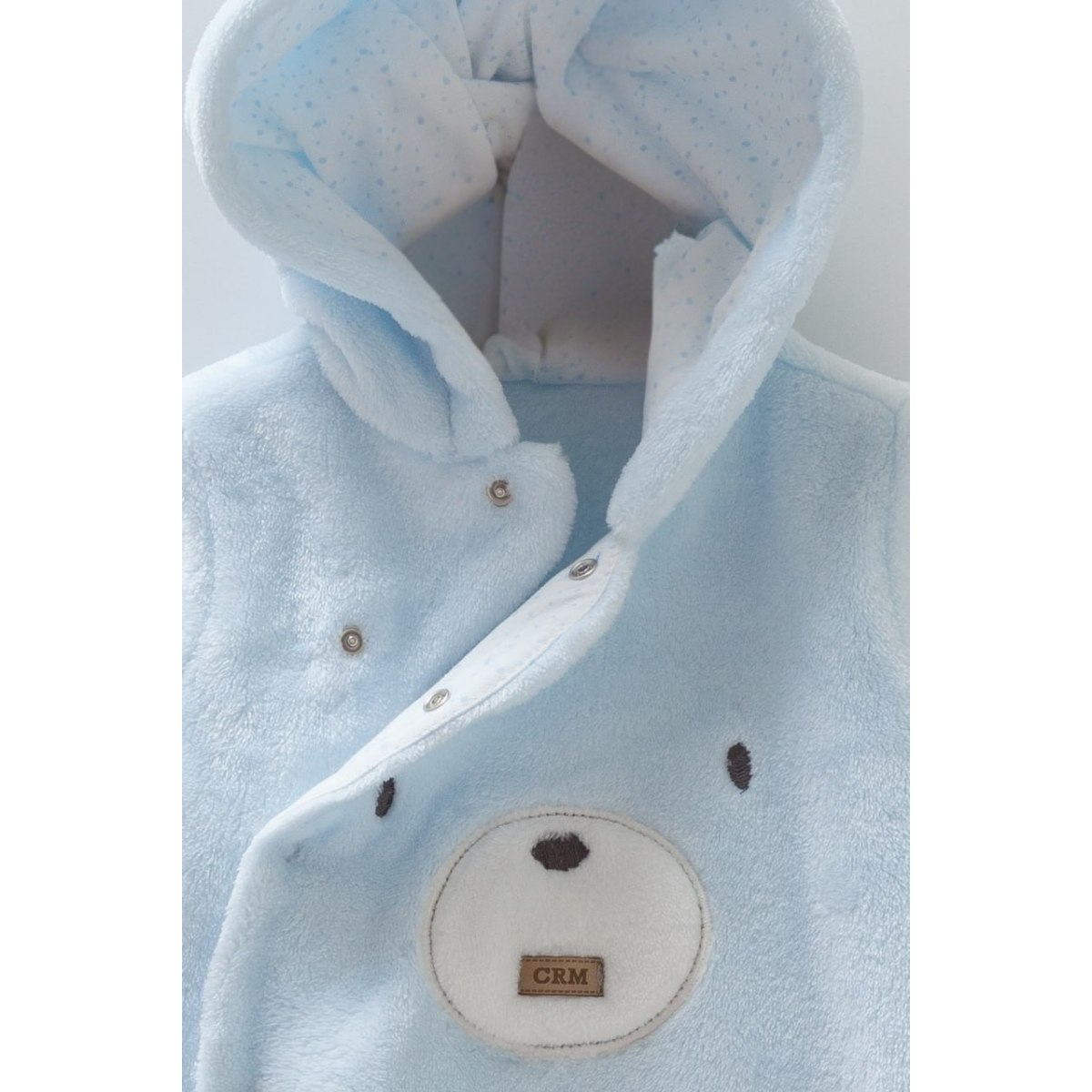 8402 Plush Baby Boy  Hooded Jumpsuit – Blue with Cute Bear Design | Cotton, Plush Lining | Sizes 3–9 Months | Made in Turkey