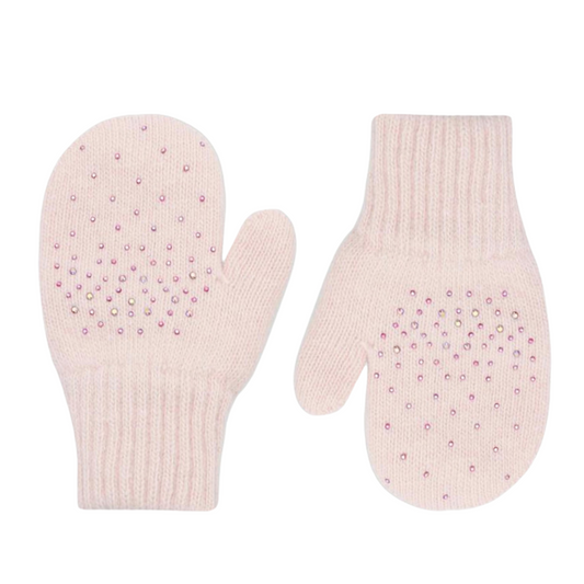 10367 Girls’ Winter Mittens | Double-Layer | Rhinestone Design | Wool & Cashmere | Ages 2–6