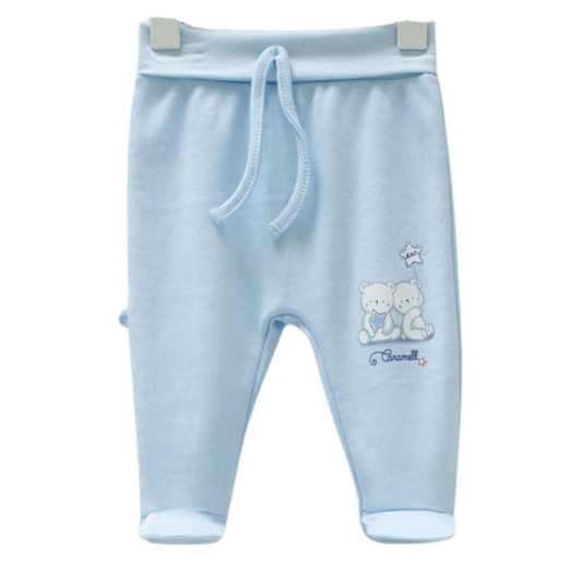 8733 Newborn Boy Pants  – Footed, Pastel Shades | 100% Medium-Weight Cotton | Prints "Bears"  | 1-3 Months | Turkey