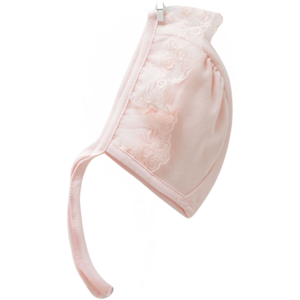 8675 Lightweight Cotton Baby Bonnet for Girls – Lace Trim Detail | Tie Closure | Single Layer | 100% Cotton | Sizes 0–9 Months | Caramell (Turkey)