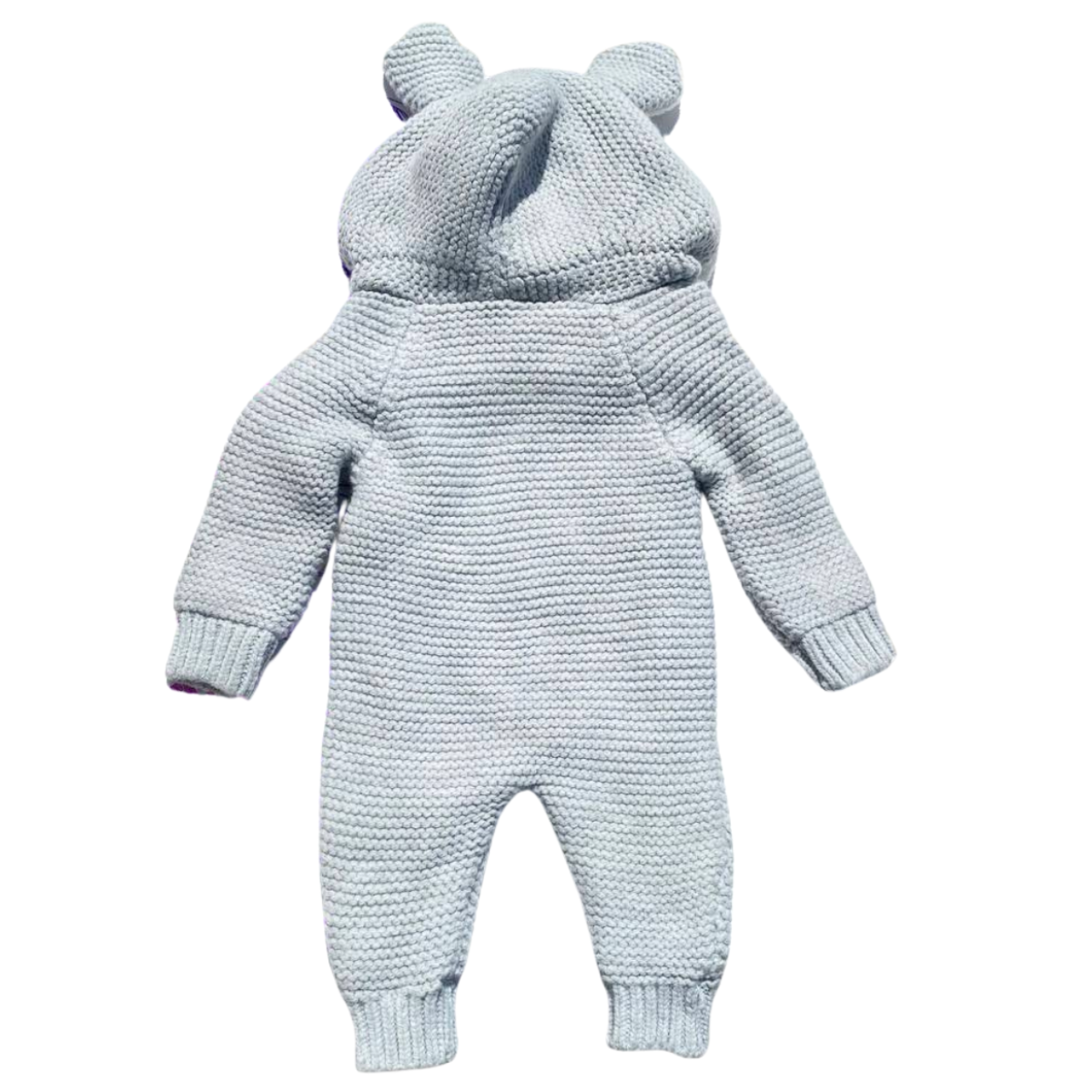 7043 Knitted Baby Girl Jumpsuit with Plush Lining and Pom-Poms | Made in Turkey