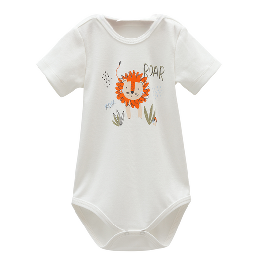 8208 Caramell Baby Boy Bodysuit with Lion Print | Short  Sleeves | 100% Cotton | Sizes 9–24M | Made in Turkey