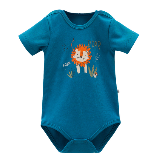 8208 Caramell Baby Boy Bodysuit with Lion Print | Short  Sleeves | 100% Cotton | Sizes 9–24M | Made in Turkey