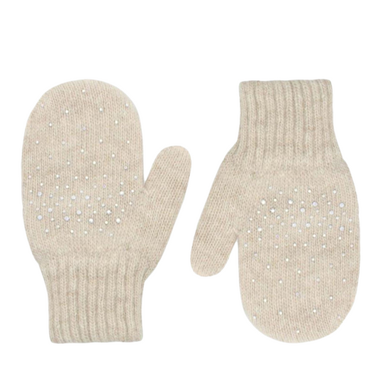 10367 Girls’ Winter Mittens | Double-Layer | Rhinestone Design | Wool & Cashmere | Ages 2–6