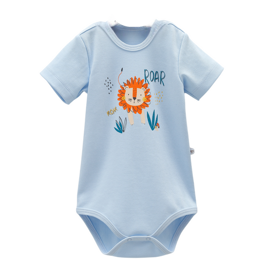 8208 Caramell Baby Boy Bodysuit with Lion Print | Short  Sleeves | 100% Cotton | Sizes 9–24M | Made in Turkey
