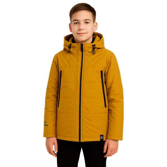 342 Unisex Mid-Season Parka Jacket – Mustard Yellow | Ages 10–16 | Sizes 140–164 cm