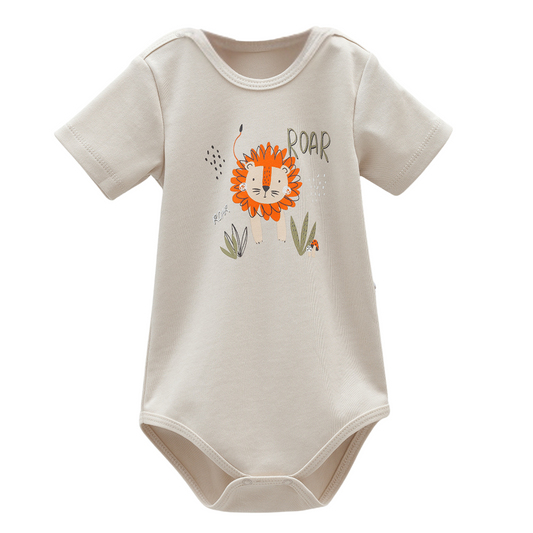 8208 Caramell Baby Boy Bodysuit with Lion Print | Short  Sleeves | 100% Cotton | Sizes 9–24M | Made in Turkey