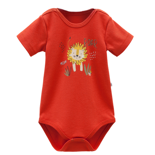 8208 Caramell Baby Boy Bodysuit with Lion Print | Short  Sleeves | 100% Cotton | Sizes 9–24M | Made in Turkey