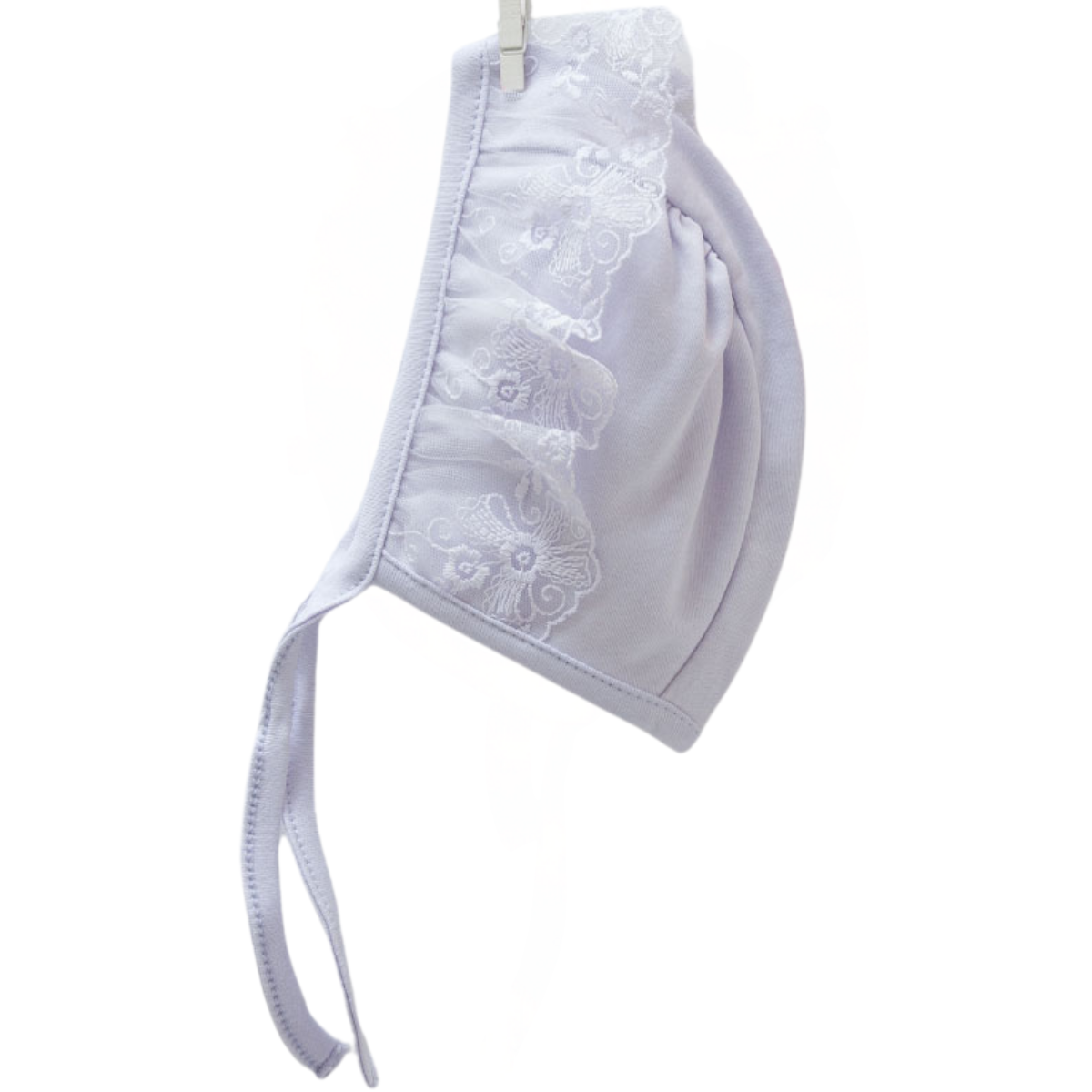 8675 Lightweight Cotton Baby Bonnet for Girls – Lace Trim Detail | Tie Closure | Single Layer | 100% Cotton | Sizes 0–9 Months | Caramell (Turkey)