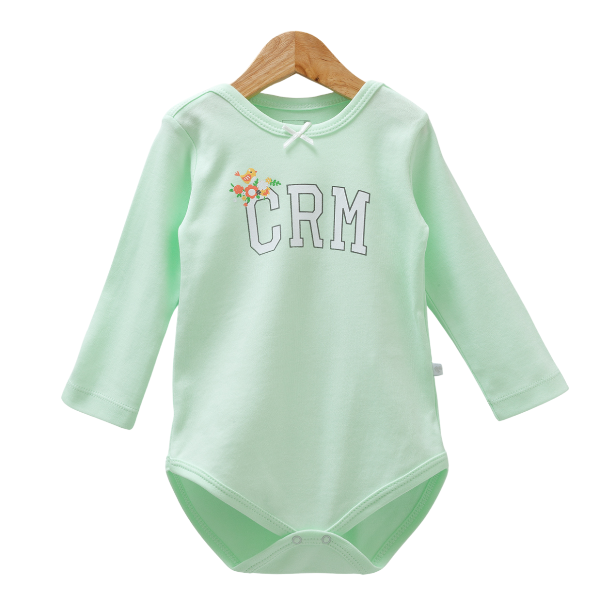 8526 Caramell Baby Girl Bodysuit with Long Sleeves – "CRM" Print | 100% Cotton | Turkey | Sizes 9–24M
