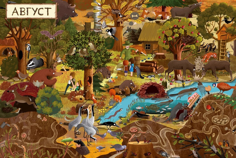 153351 Russian Picture Book “A Year in the Forest” | Emilia Dziubak | Seasons, Nature & Animal Life | Wimmelbook for Kids Ages 3–6