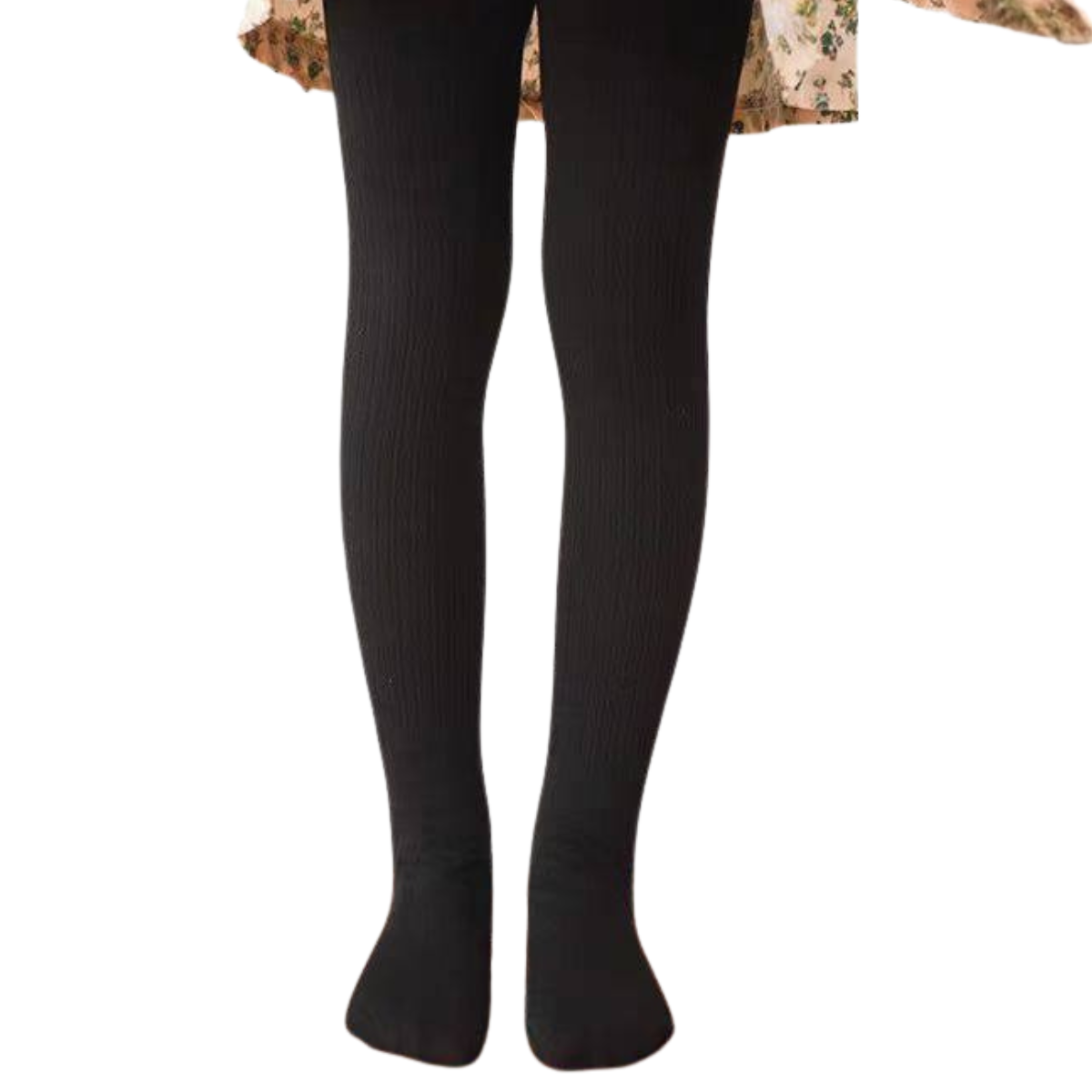 302 Girls’ Ribbed Cotton Tights with Non-Slip Sole – Perfect for School & Everyday Wear | Ages 4–12 | Made in Korea