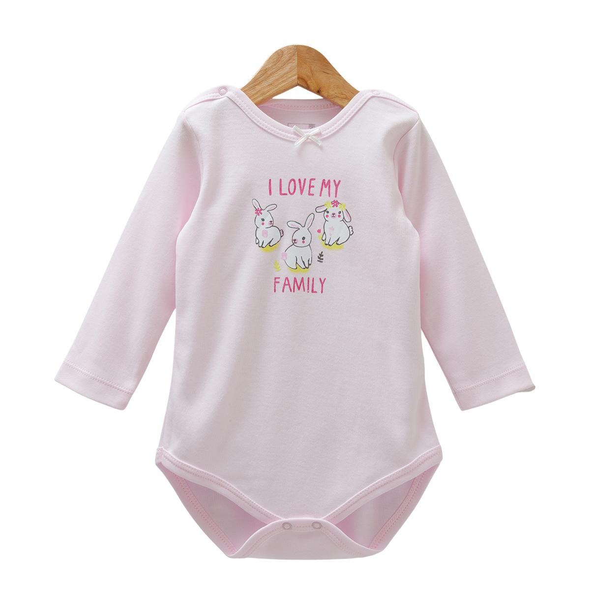 8527 Caramell Newborn Baby Girl Bodysuit with Long Sleeves – “I Love My Family” Print | 100% Cotton | Turkey | Sizes 9–24M