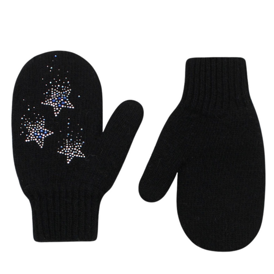 10389 Girls’ Winter Mittens | Ages 4–6 | Rhinestone Star Design | Wool