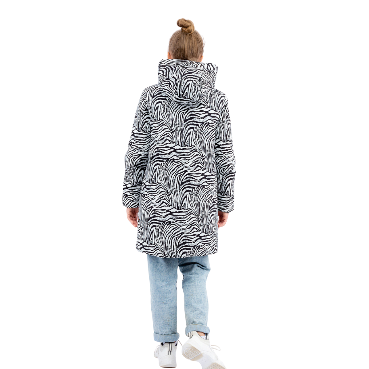 263  Girls’ Mid-Season Coat with Zebra Print – Waterproof & Windproof | Sizes 140–164 cm | Ages 9–15