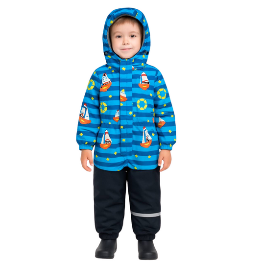 622 Boys’ Mid-Season Membrane Suit – Jacket with Hood and Pants | Waterproof & Windproof | Cotton Lining | Sizes 92–116 (2–6 Years)