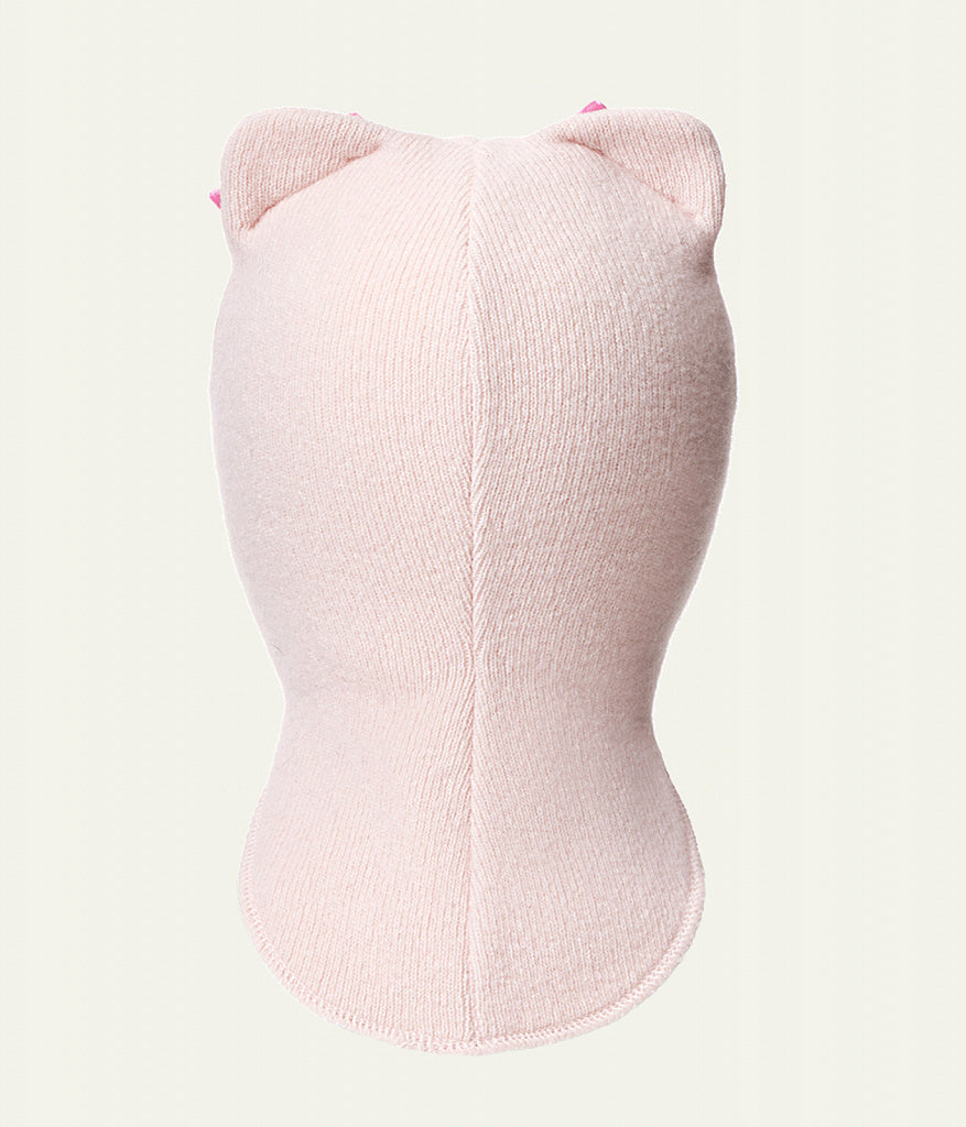 60654 Girls’ Knitted Winter Balaclava with Cat Ears & Velvet Bows | Cashmere & Wool | Ages 9-18, 18–30 Months, 3–4, 5–6, 7–8 Years (48–55 cm)