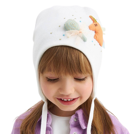 11715 Girls' Cotton Beanie with 3D Unicorn & Lollipop Appliqué 🎀 100% Cotton | Size 50–52 | Ages 18–36 Months | Spring & Autumn