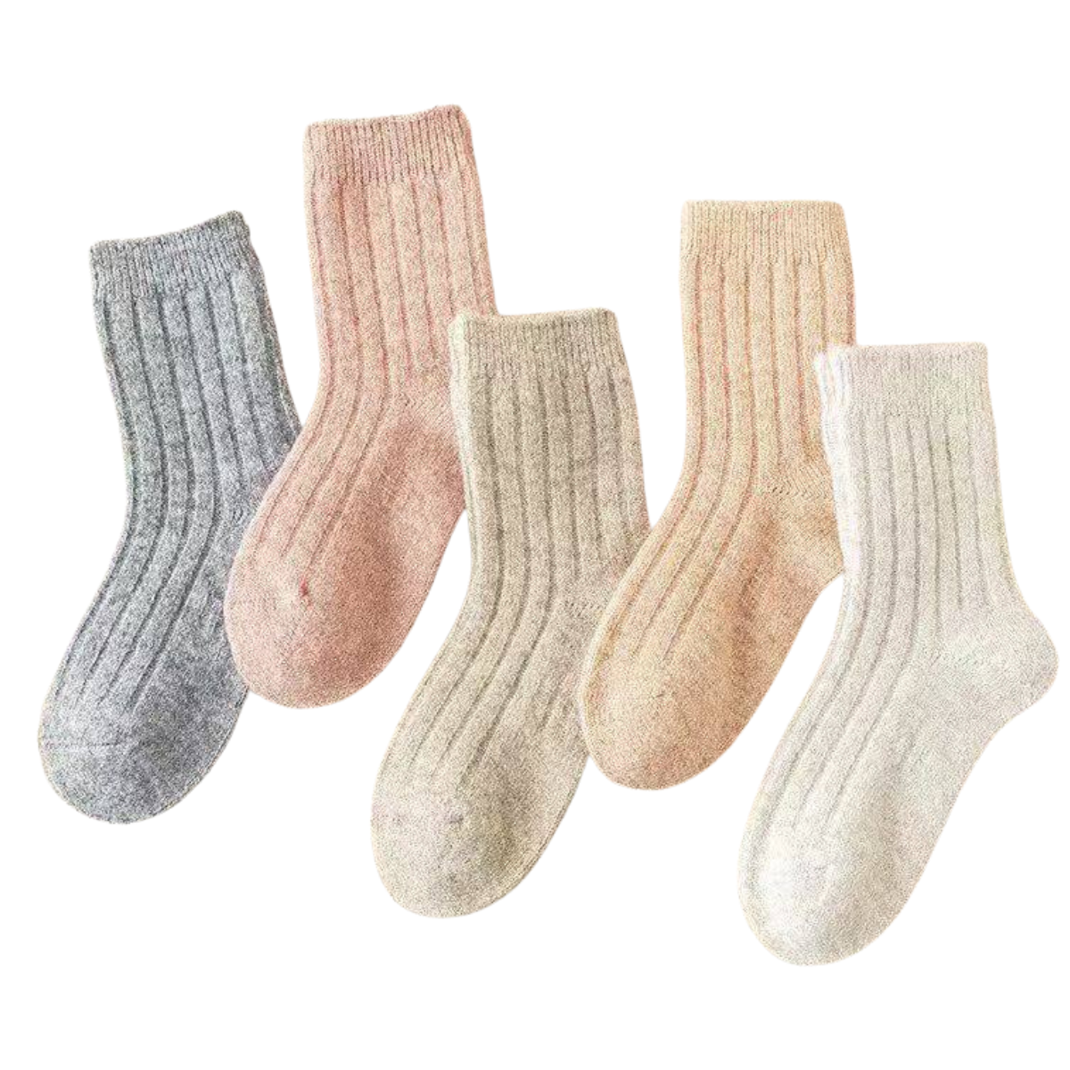 117 Girls’ Warm Socks with Natural Wool – 3 Pairs per Pack | Ivory, Peach & Pink | Thick & Soft | Fall/Winter| Antibacterial | Ages 2–8 Years