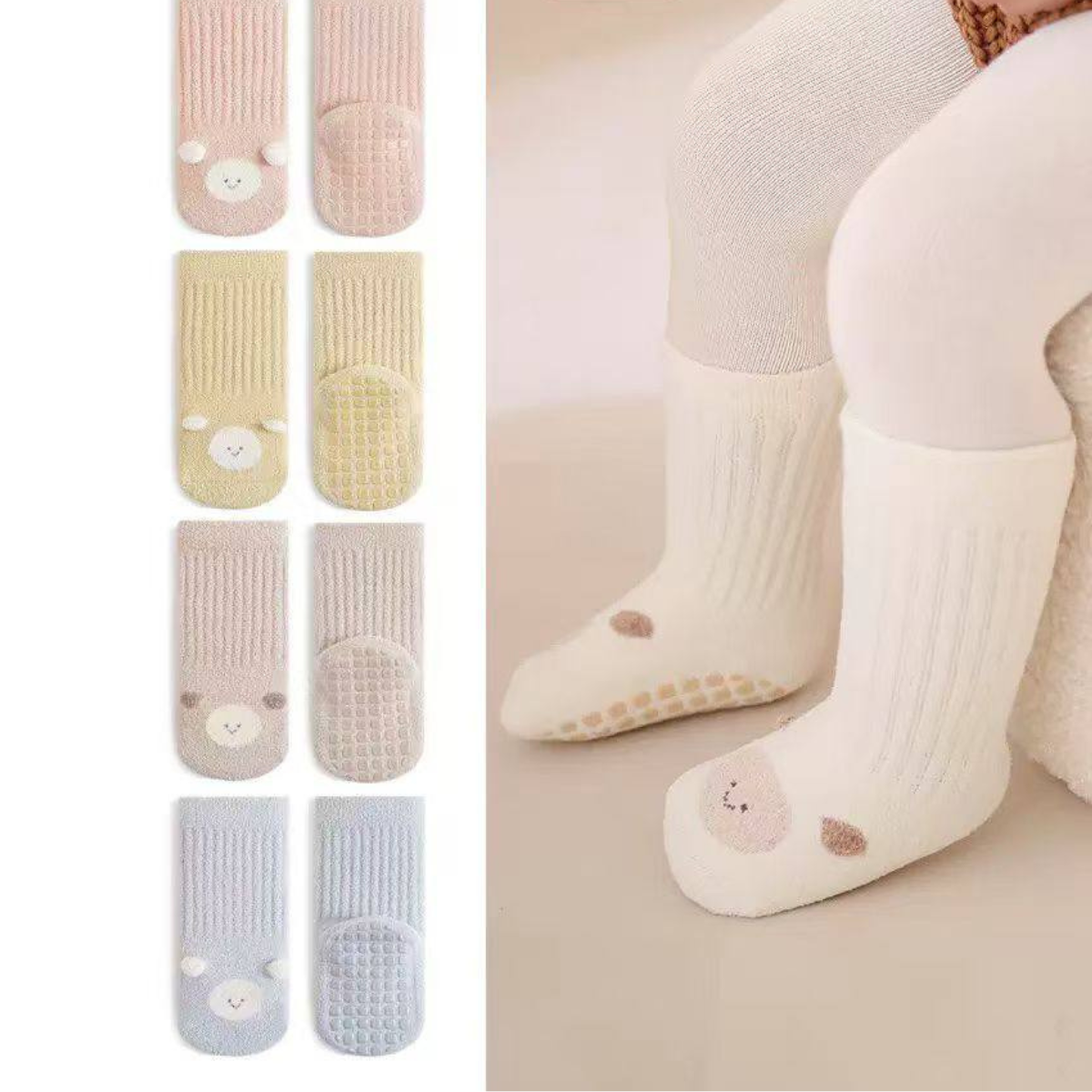 15062 Unisex Toddler Warm Terry Grip Socks – Soft Non-Slip Socks with Wide Silicone Sole | Ages 1–4 Years