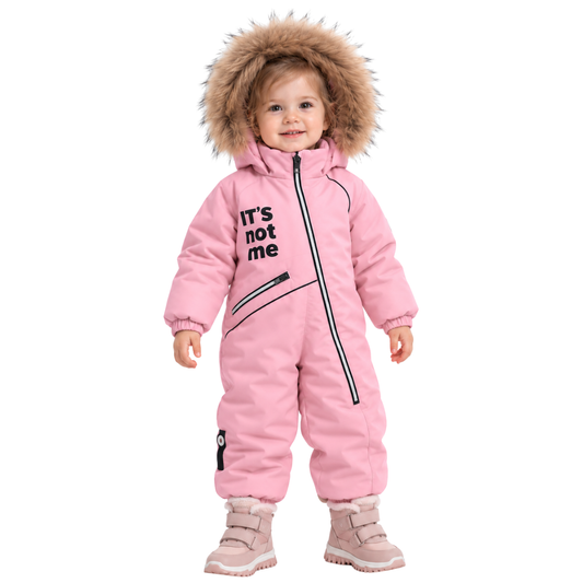 305 Girls’ Winter Snowsuit | Waterproof & Windproof Membrane Fabric | Fleece-Lined | Natural Fur Hood Trim | Ages 1–3 Years