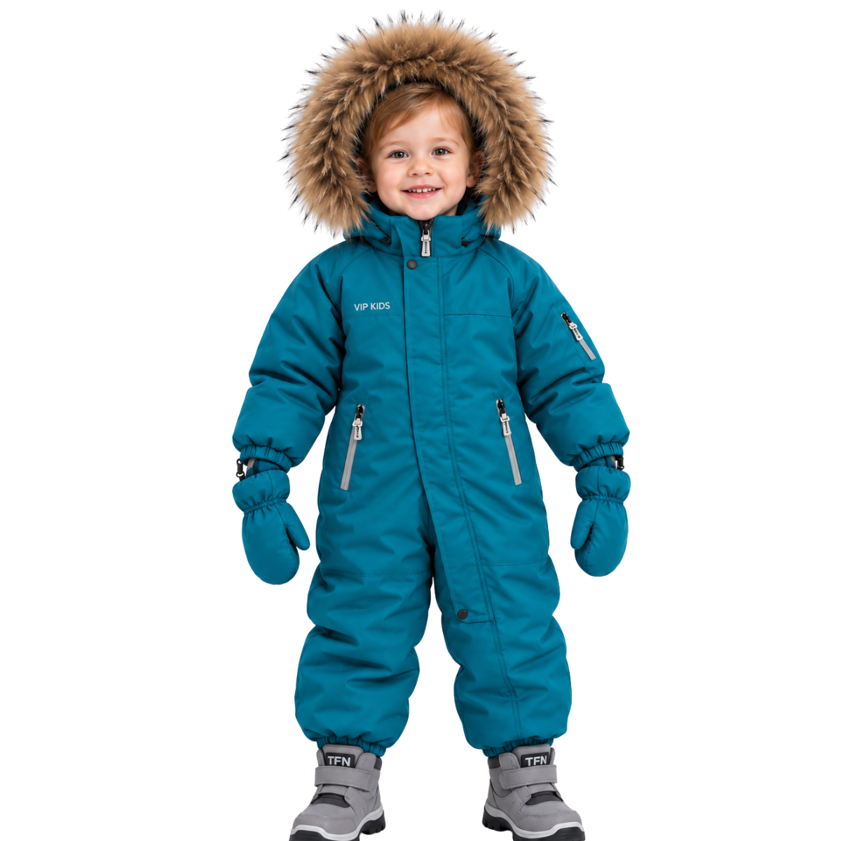 322 Premium Kids’ Winter Snowsuit | Waterproof & Windproof Membrane | Natural Fur Hood Trim | Long-Cuff Mittens Included | Unisex | Ages 2–6 Years | Sizes 92–116 cm