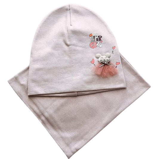 146 Double-Layer Girls’ Set — Beanie & Snood | 3–4 Years | Cotton