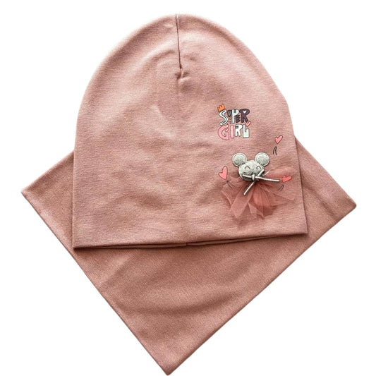 146 Double-Layer Girls’ Set — Beanie & Snood | 3–4 Years | Cotton