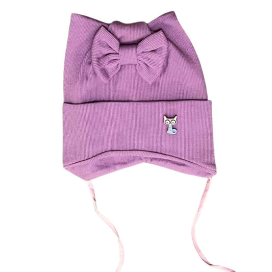 146 Girls’ Cotton Beanie with Cuff & Bow | 6–12 Months | 100% Cotton