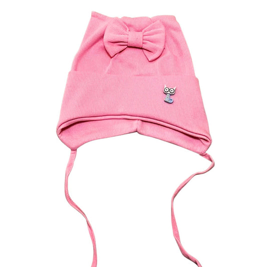 146 Girls’ Cotton Beanie with Cuff & Bow | 6–12 Months | 100% Cotton