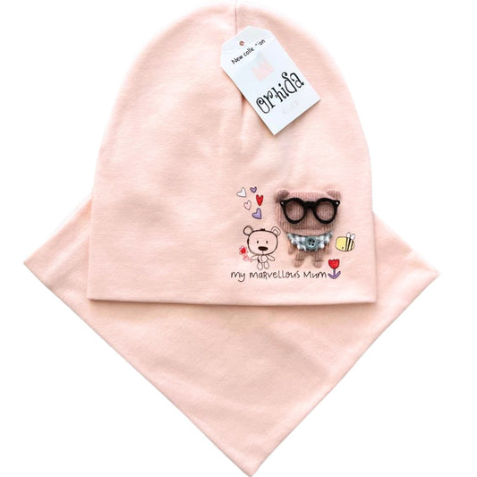049  Double-Layer Girls’ Set — Beanie & Snood | 3-4  Years | Cotton 95%, Elastane 5%