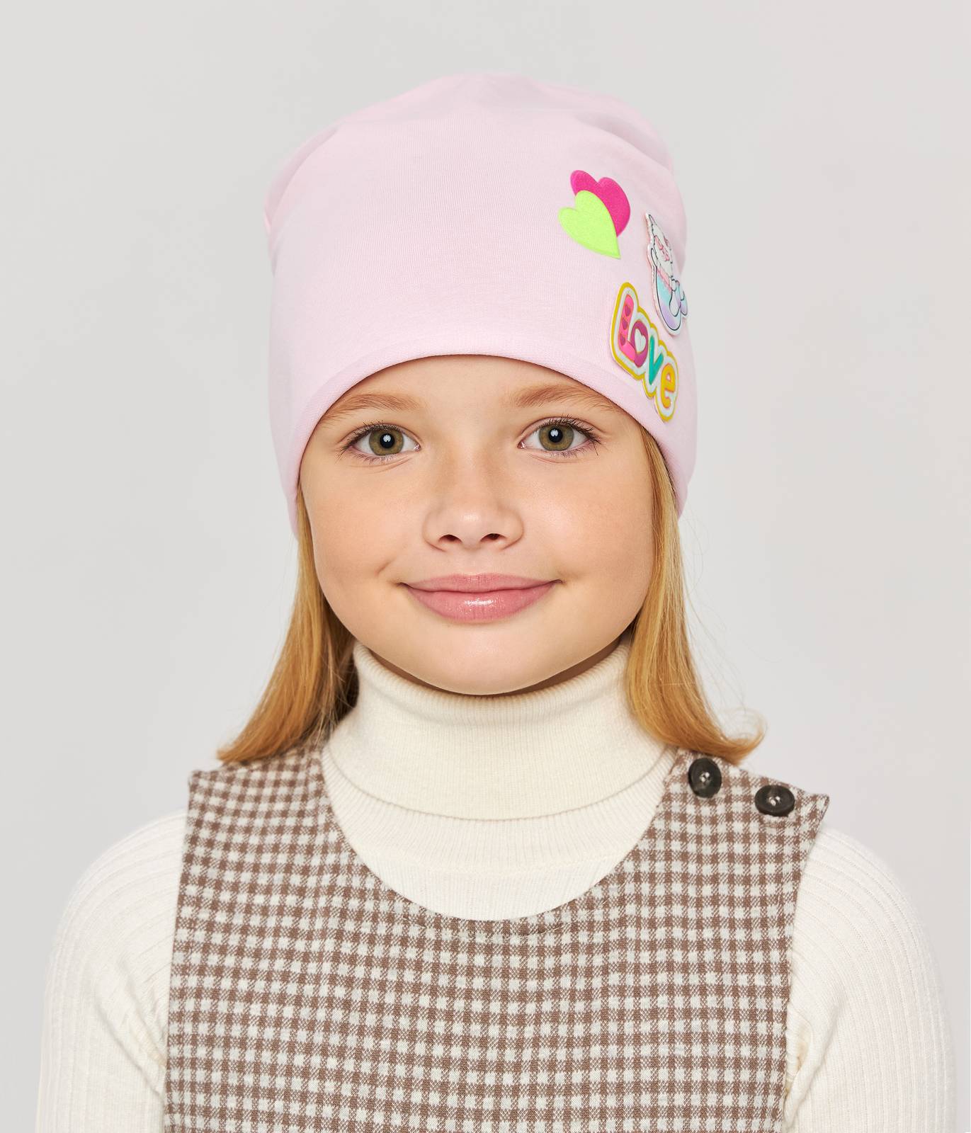 10882 Girls' Lightweight Cotton Beanie with Mermaid Cat & LOVE Print 🐱 Cotton Blend | Size 52–54 | Ages 3–5 | Spring & Summer