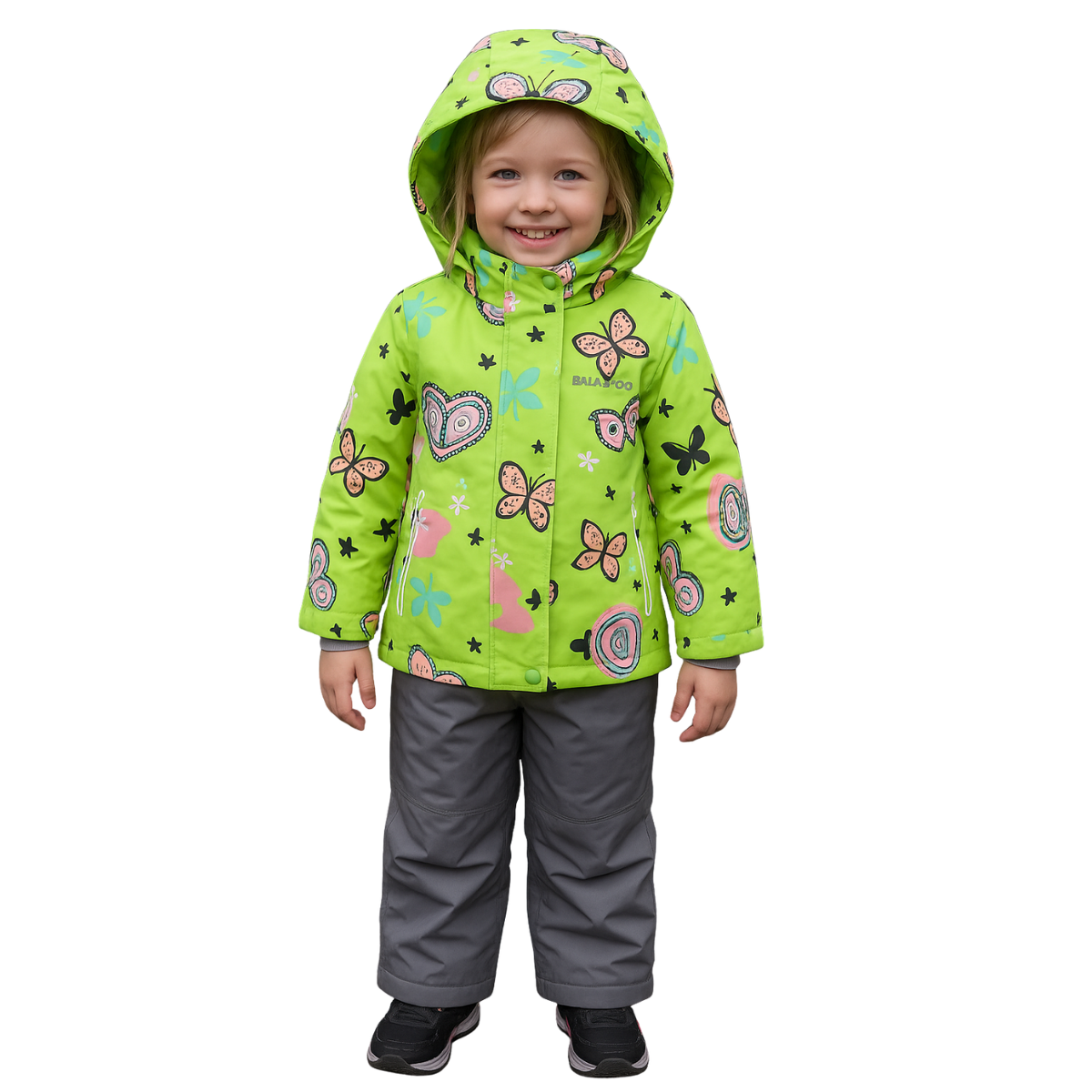 2216 Girls’ Mid-Season Membrane Suit – Hooded Jacket & Bib Overalls | Waterproof & Windproof | Cotton Lining | Sizes 104–128 (4–8 Years)