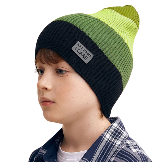 11833 Teen Unisex Cotton Knit Beanie with Patch | 100% Cotton | Spring–Fall | Size 54–56 | Ages 6–12