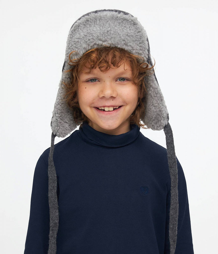 20000 Boys’ Winter Trapper Hat with Earflaps & Faux Fur Lining | Size 52-54 | 3–5 years | Cashmere, Wool | 100% Cotton Lining