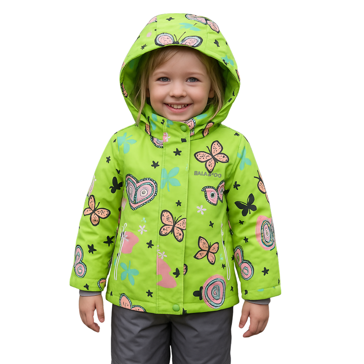 2216 Girls’ Mid-Season Membrane Suit – Hooded Jacket & Bib Overalls | Waterproof & Windproof | Cotton Lining | Sizes 104–128 (4–8 Years)