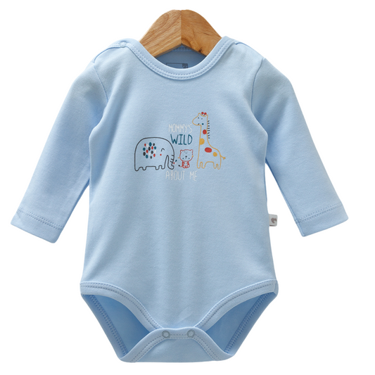 8520  Caramell Baby Bodysuit with Long Sleeves – “Mommy’s Wild About Me” Animal Print | 100% Cotton | Turkey | Sizes 0–9M