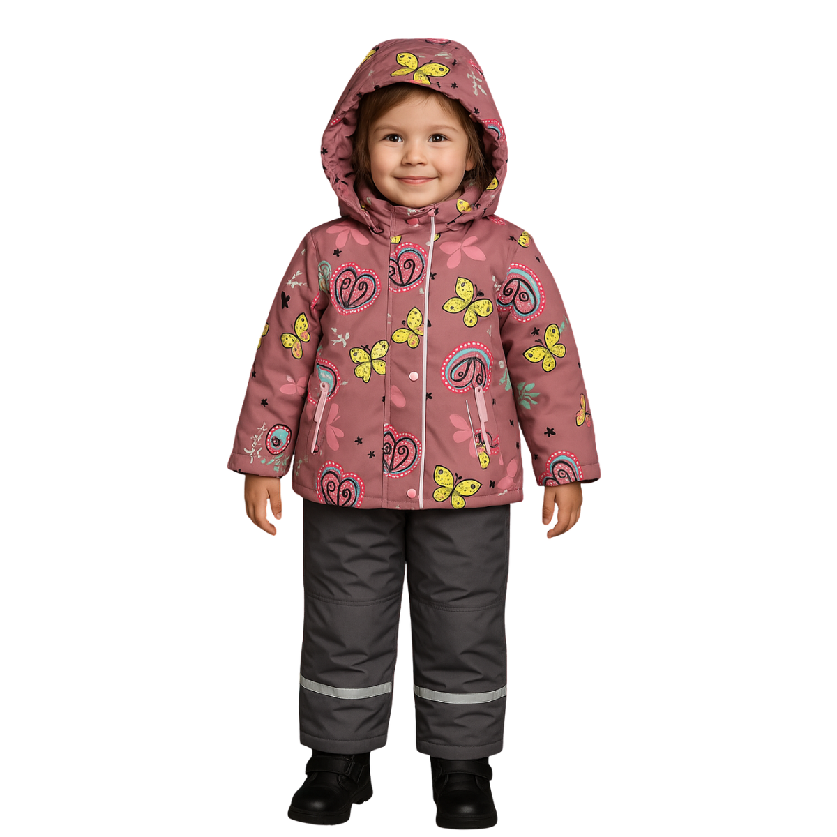 2216 Girls’ Mid-Season Membrane Suit – Hooded Jacket & Bib Overalls | Waterproof & Windproof | Cotton Lining | Sizes 104–128 (4–8 Years)
