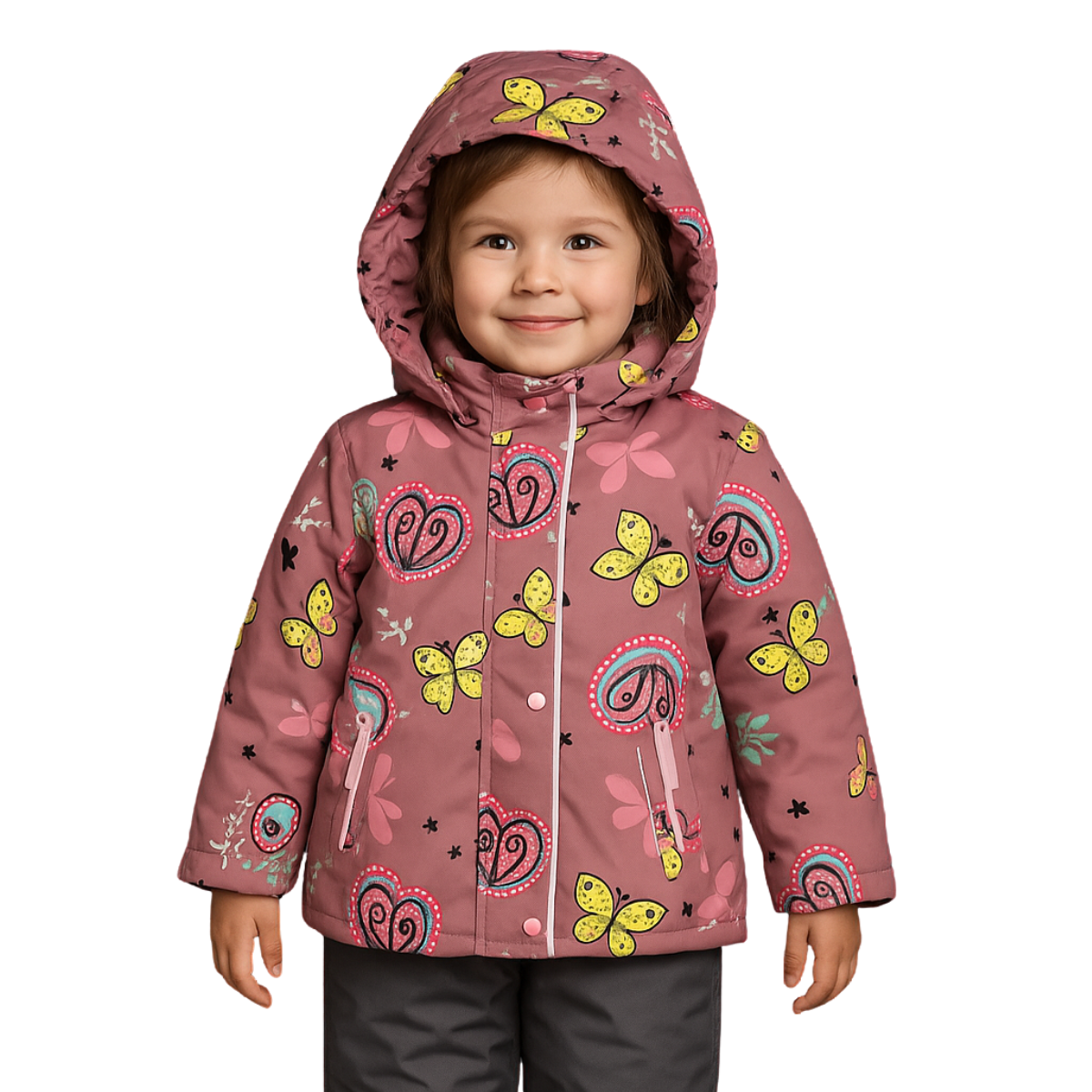 2216 Girls’ Mid-Season Membrane Suit – Hooded Jacket & Bib Overalls | Waterproof & Windproof | Cotton Lining | Sizes 104–128 (4–8 Years)