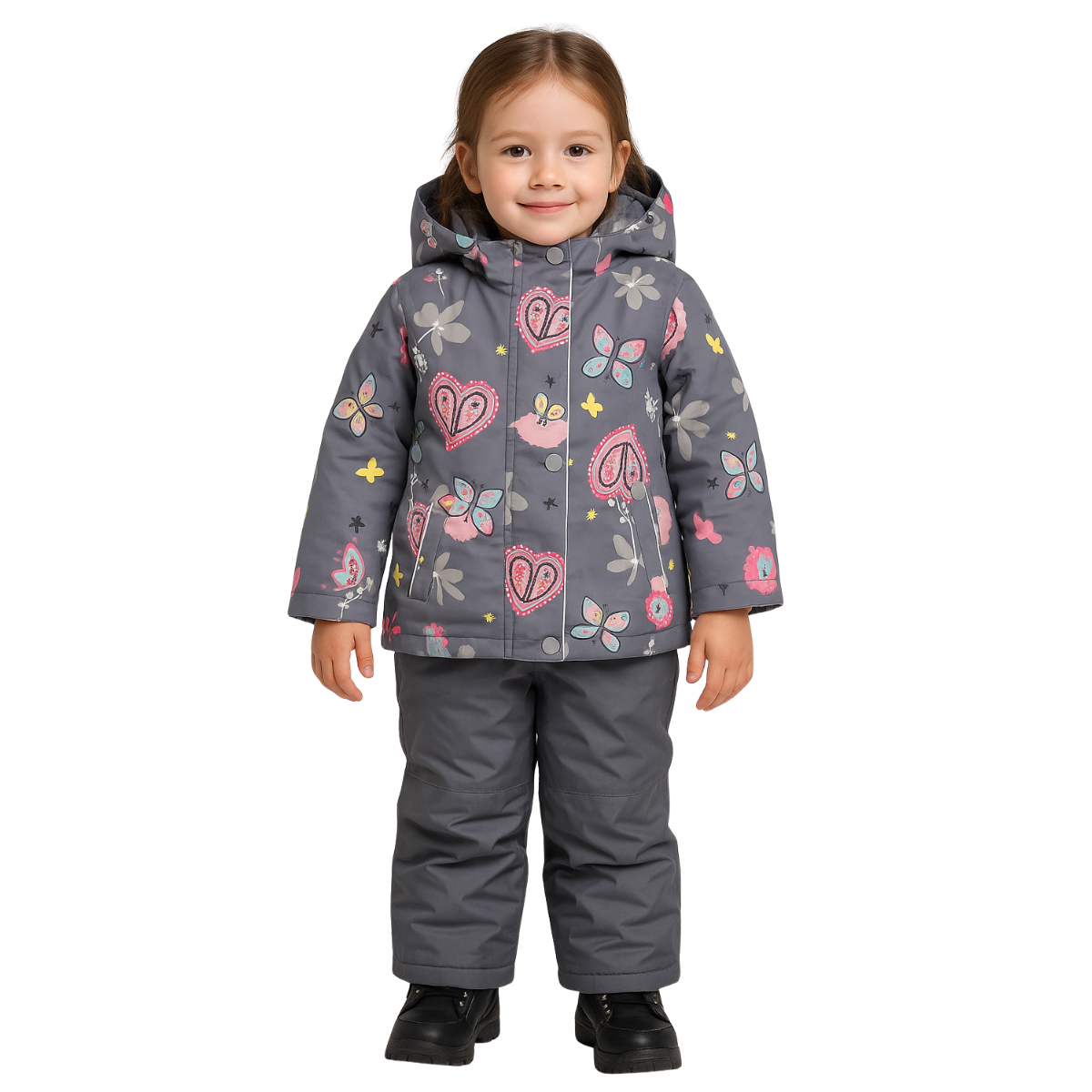 2216 Girls’ Mid-Season Membrane Suit – Hooded Jacket & Bib Overalls | Waterproof & Windproof | Cotton Lining | Sizes 104–128 (4–8 Years)